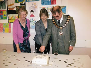 Cutting Cake for Acton History Group