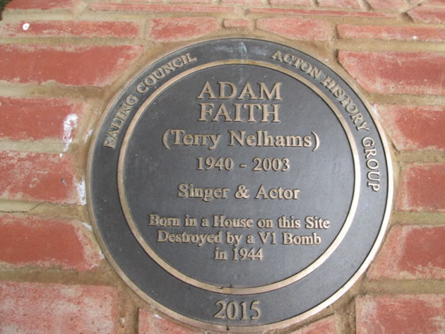 Detail of the Adam Faith plaque 
