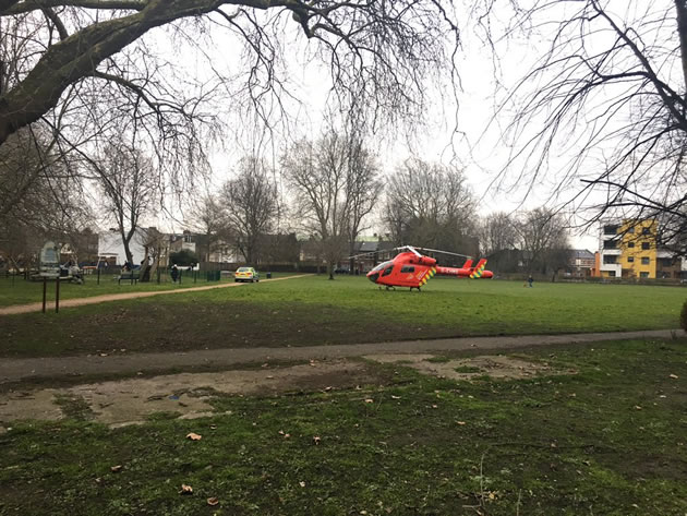 Air ambulance landed on South Acton Park 