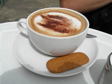 Cappuccino and biscuit at Acton park cafe