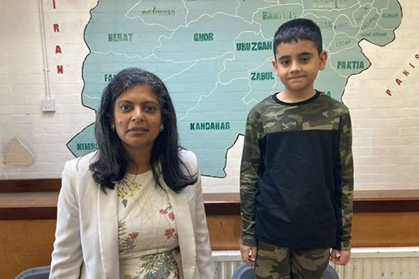 Rupa Huq MP meets 11-year-old Afghan refugee, Arash Mehran