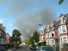 Smoke over Goldsmith Avenue