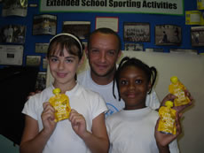 Pupils from St Vincent's with Jamie Baulch