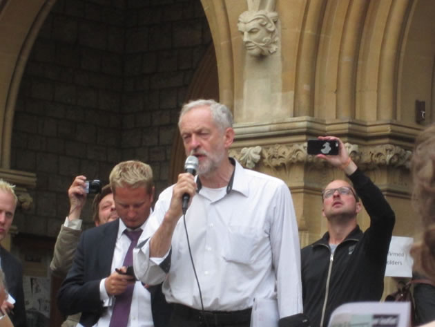 Jeremy Corbyn addresses crowd outside Ealing Town Hall
