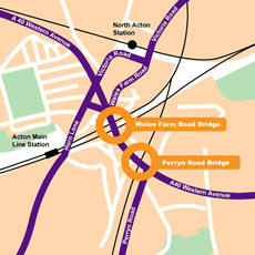 Map of area affected by bridge works