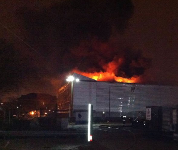 massive blaze took hold of two floors of an industrial unit in Park Royal